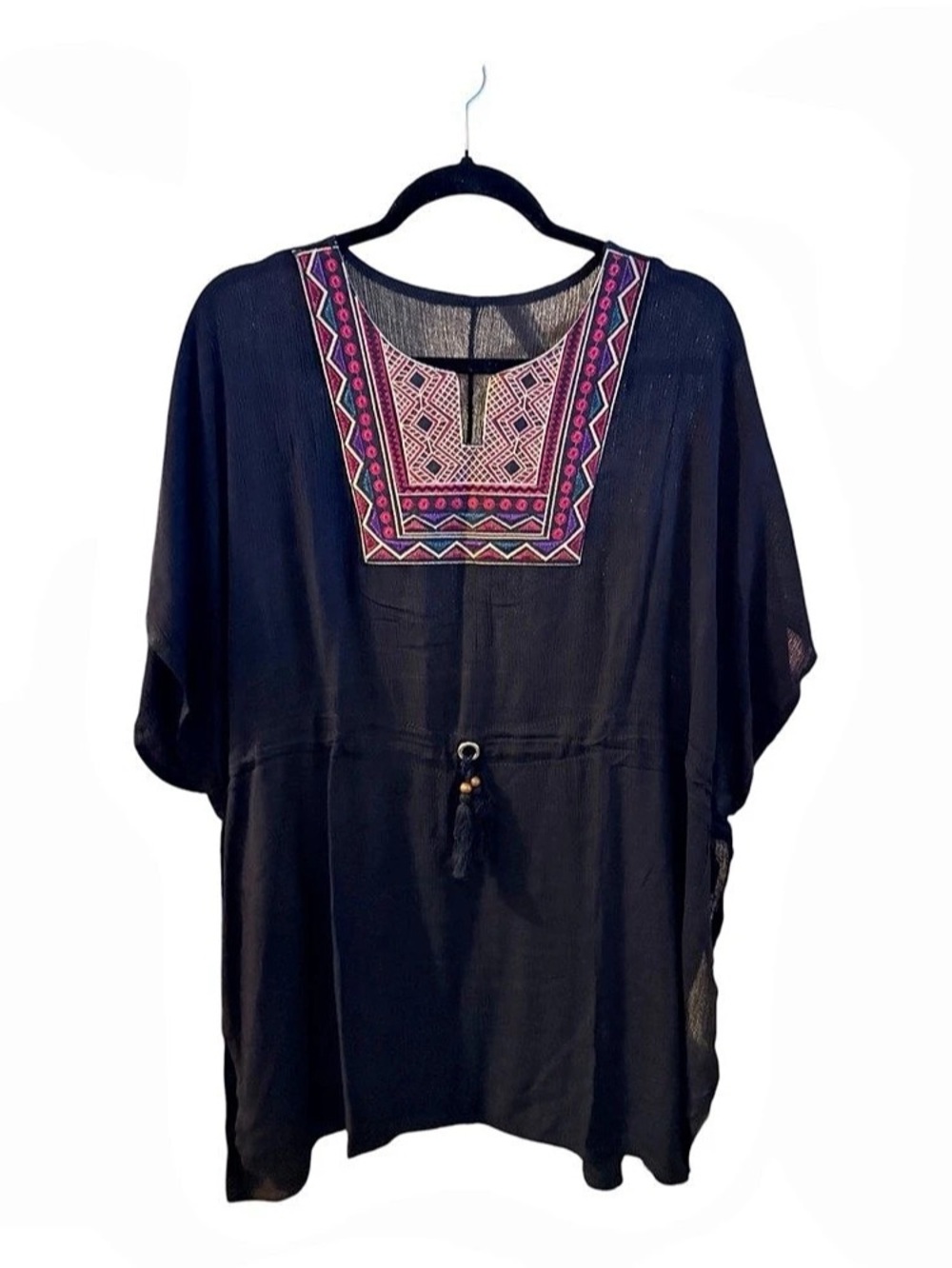 BE CLEVER Embroidered Mini Dress in Black & Pink NWT